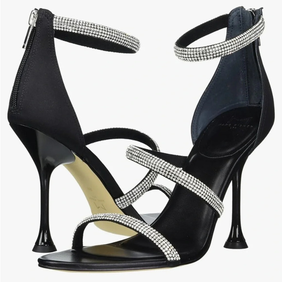 Marc Fisher LTD Carita Heeled Sandal Black with Rhinestone 7.5 - Picture 2 of 11